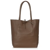 Geanta shopper din piele naturala DiAmanti Luisa Fango Cappucino